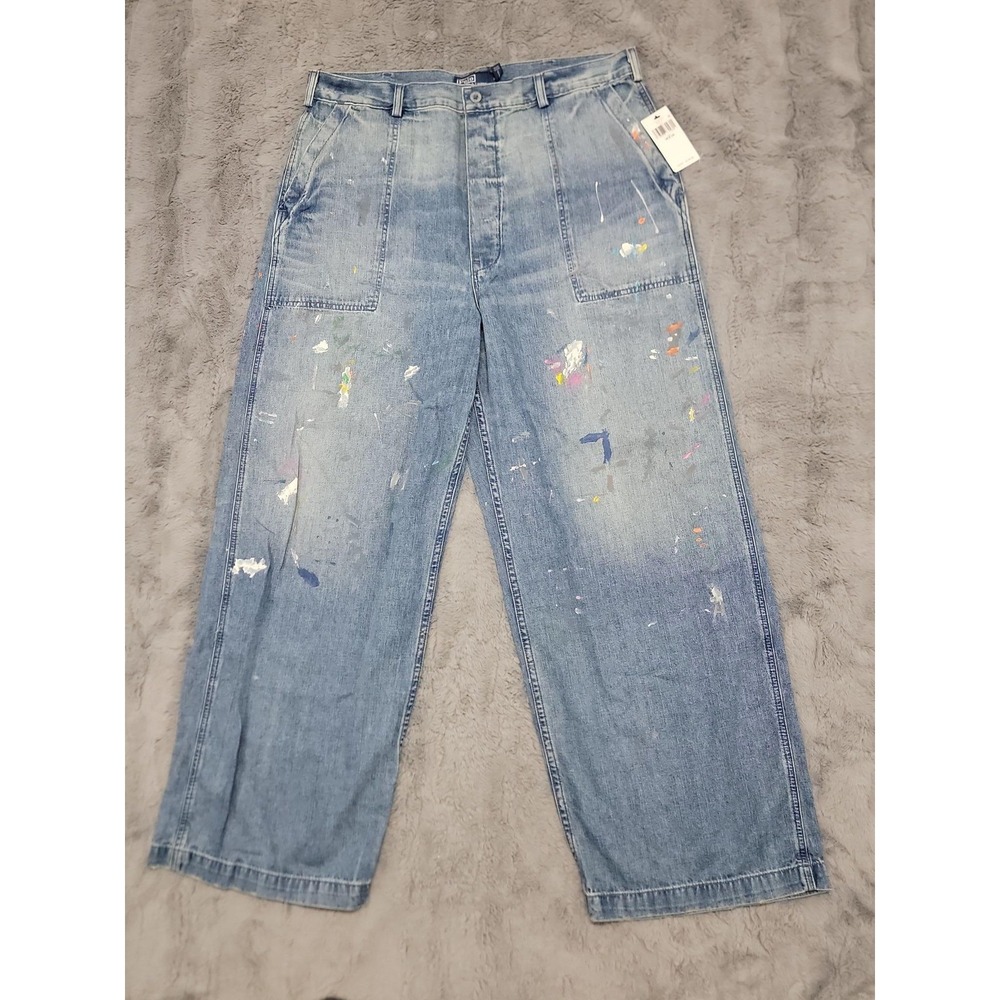 Polo Ralph Lauren Jeans Mens 36x34 (Fits 38x31) Naval Inspired Distressed Paint